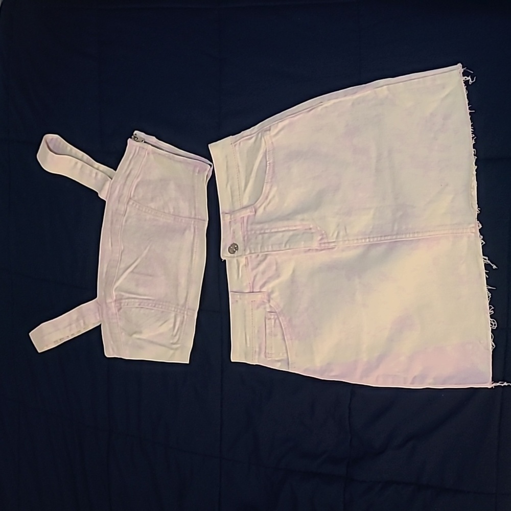 NWOT Denim Corset Top & Skirt Set